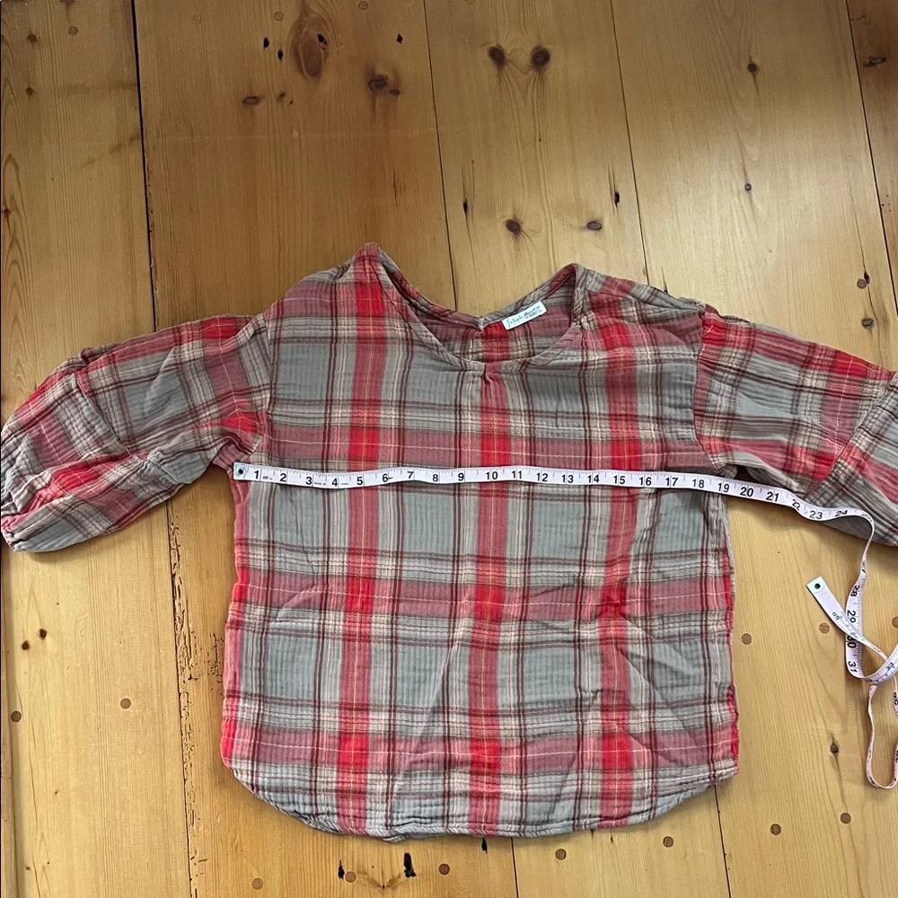 CP Shades Red and Tan Plaid Top Free People - Picture 3 of 6